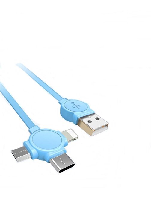 NOHON 3 in 1 USB Hýzlý Þarj / Veri Kablosu C Tipi Lightning Mikro 1 mt Siyah