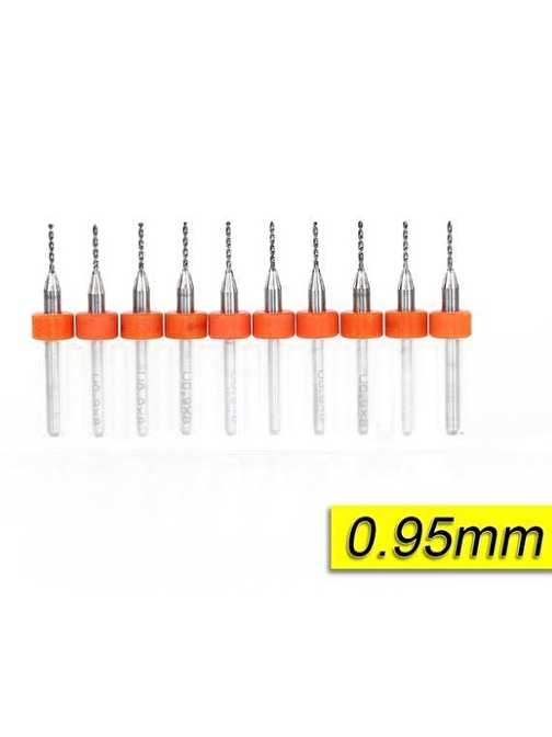 PCB Mikro Karbür CNC Matkap Ucu 10lu Set 0,95mm Tungsten 18 Shank