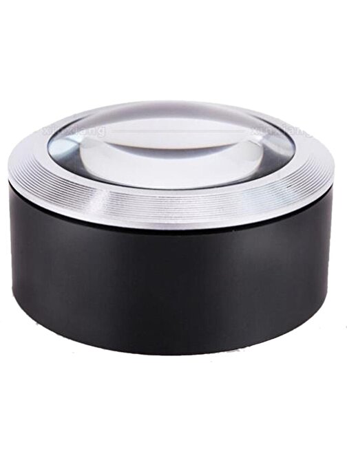 5X Büyüteç 68mm Işıklı K9 Cam Kubbe Optik Lens Metal Kasa Çantalı