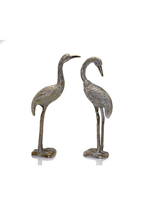 Metal İkili Flamingo Seti 36 Cm Biblo Dekoratif Hediyelik