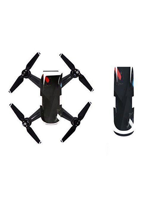 DJI Spark Su Geçirmez Premium PVC Sticker Çıkartma Black Angle