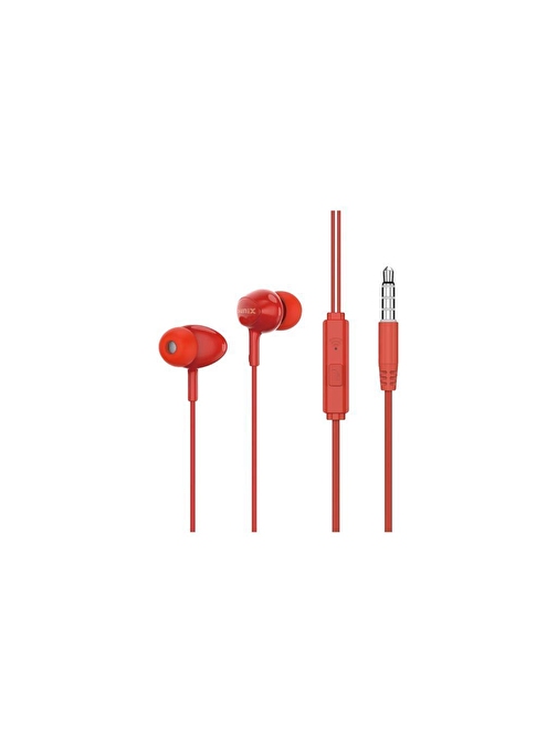 Sunix Stereo Mikrofonlu 3.5mm Kulak İçi Kablolu Kulaklık Kırmızı SX-16