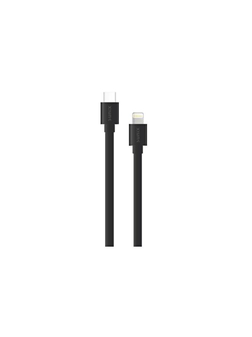 Sunix 20W Soft Kablo USB-C / Lightning Şarj ve Data Kablosu Siyah SC-11