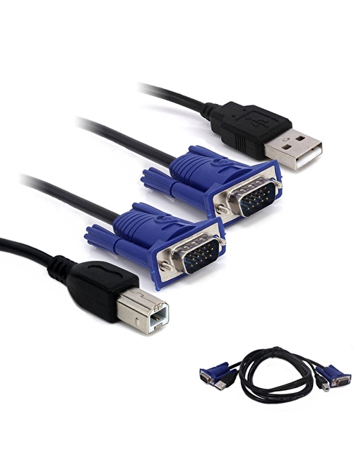 POWERMASTER 1.5 METRE VGA ERKEK / ERKEK + USB + PRINTER KVM SWITCH KABLO