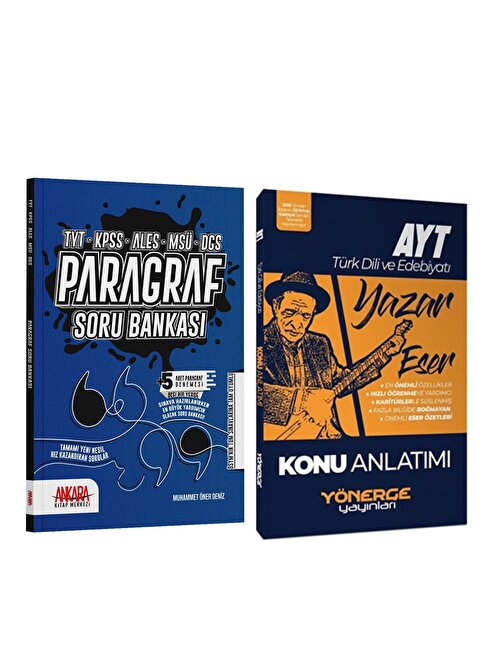 Yönerge AYT Türk Dili ve Edebiyatı Yazar Eser Konu ve AKM Paragraf Soru Bankası Seti 2 Kitap