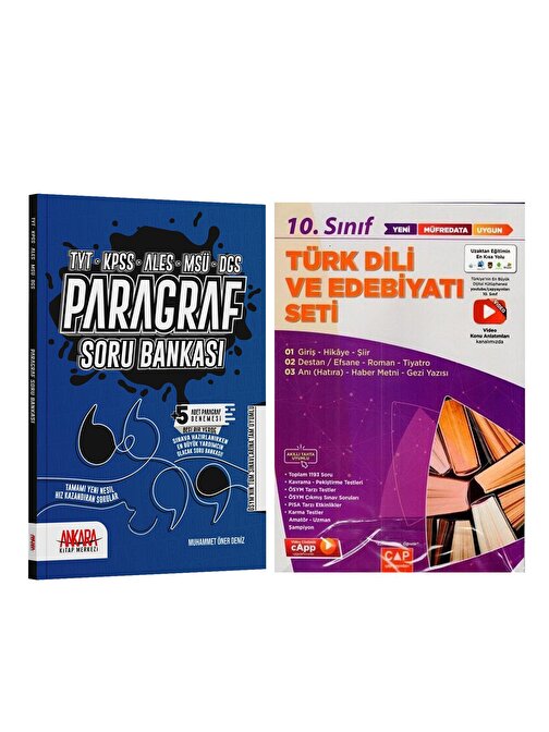 Çap Yayınları 10.Sınıf Türk Dili ve Edebiyatı Konu ve AKM Paragraf Soru Bankası Seti 2 Kitap