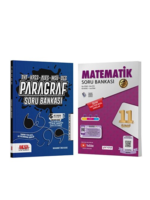Yarı Çap 11.Sınıf Matematik ve AKM Paragraf Soru Bankası Seti 2 Kitap