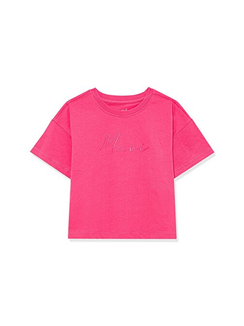 Mavi - Mavi Logo Baskılı Pembe Crop Tişört 7610181-71111