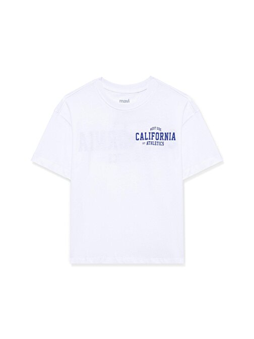 Mavi - California Baskılı Beyaz Tişört 6610198-620