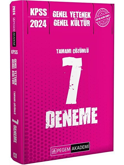 2024 KPSS Genel Yetenek Genel Kültür Tamamı Çözümlü 7 Deneme Pegem Yayınları