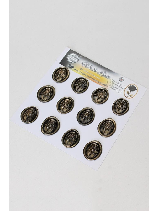 Mühürcüm Black Gold Rosebuds 12 Adet 3D Hazır Kendinden Yapışkanlı Sticker Mühür RM2106