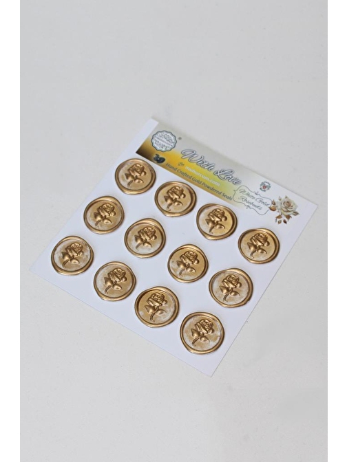 Mühürcüm White Gold Rosebuds 12 Adet 3D Hazır Kendinden Yapışkanlı Sticker Mühür RM2107