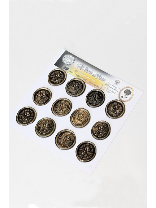 Mühürcüm Black Gold Rosebuds 12 Adet 3D Hazır Kendinden Yapışkanlı Sticker Mühür RM2110