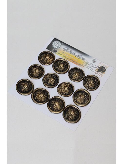 Mühürcüm Black Gold Ivy Roses 12 Adet 3D Hazır Kendinden Yapışkanlı Sticker Mühür RM2111
