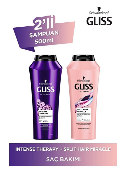 Gliss Intense Therapy Şampuan 500 ML + Split Hair Miracle  500 ML Şampuan