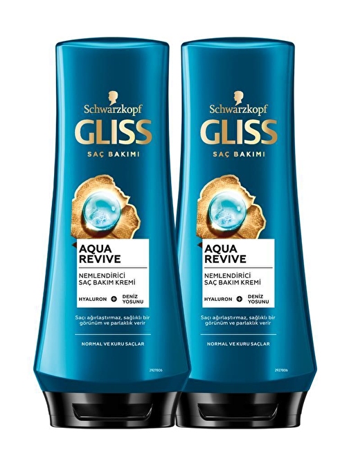 Gliss Aqua Revive Hyaluron ve Deniz Yosunu içeren Nemlendirici Saç Kremi 360 ml x 2 Adet