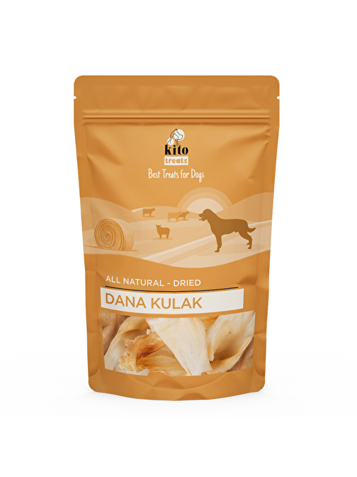 Kurutulmuş Dana Kulak Çiğnemelik Köpek Ödül Maması %100 Doğal, Glutensiz, Organik 100 gr