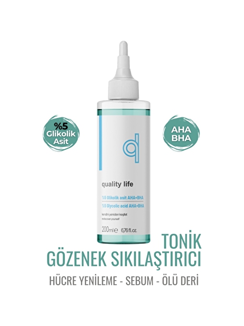 %5 Glikolik Asit Tonik 200 Ml- Aha Bha Tonik - Gözenek Sıkılaştırıcı Canlandırıcı