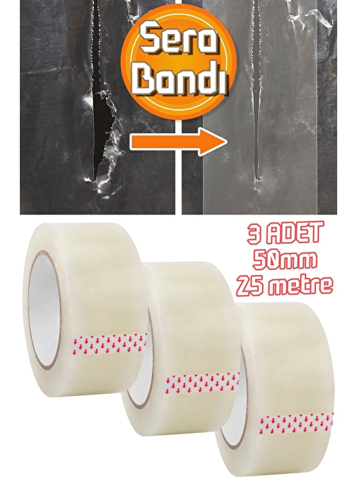 3 ADET Sera Bandı Naylon Tamir Bandı UV Dayanıklı Yüksek Yapışkan PE Greenhouse Tape 50mm X 25 Metre