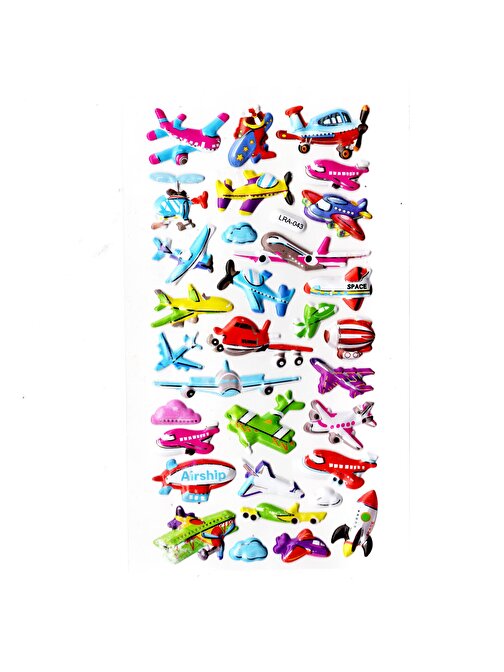 Sticker Kabartmalı Stiker Defter, Planlayıcı Etiket (limlra-043) - 17X9 cm - Helikopter, Uçak, Jet