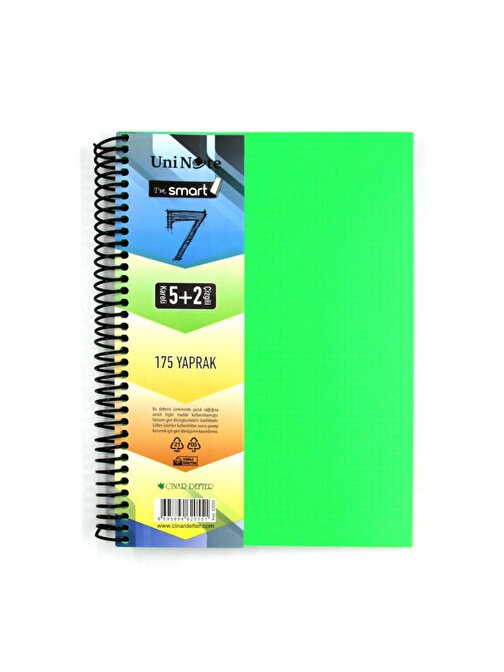 Çınar Im Smart A4 5+2 175 Yaprak Plastik Kapak Spiralli Ayraçlı Defter 62055