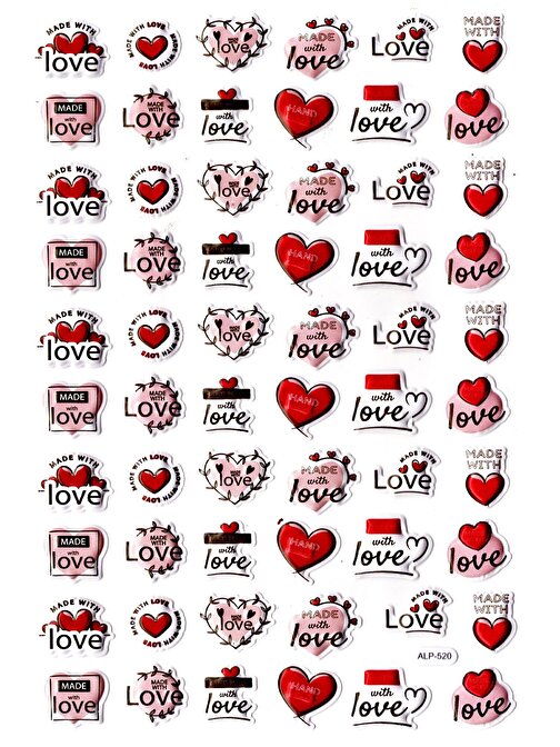 Sticker Kabartmalı A4 Boyutunda Stiker Defter, Planlayıcı Etiket-(lim520) - Aşk , Kalp , Love