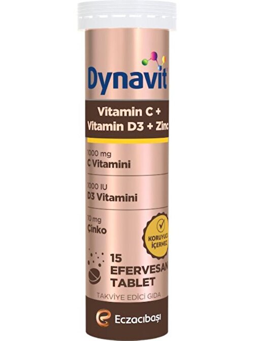 Dynavit Vitamin C + Vitamin D3 + Çinko 15 Efervesan Tablet