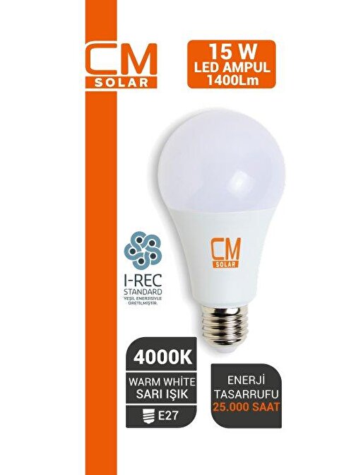 CMSOLAR 15W E27 DUY 4000K GÜN IŞIĞI LED EV AMPULÜ