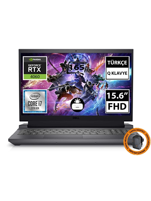 Dell G15 5530 G155530012U08 i7-13650HX 64GB 1TBSSD RTX4060 15.6" FullHD FreeDOS Taşınabilir Bilgisayar-CNT009