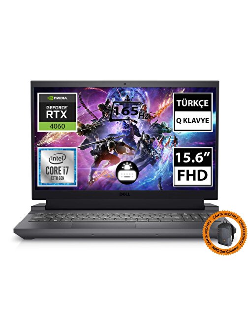 Dell G15 5530 G155530012U09 i7-13650HX 64GB 2TBSSD RTX4060 15.6" FullHD FreeDOS Taşınabilir Bilgisayar-CNT010