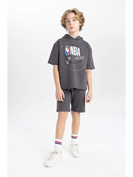 Erkek Çocuk NBA Wordmark Kapüşonlu Kısa Kollu Tişört Şort 2li Takım B8154A824SM