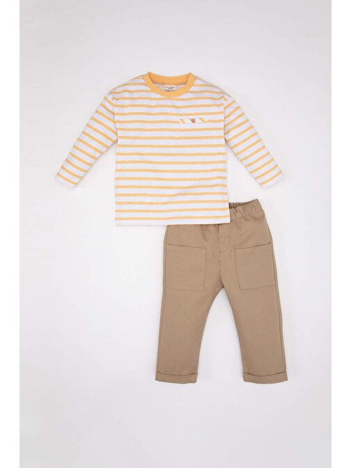 Erkek Bebek Çizgili Penye Tişört Pantolon 2li Takım C3604A524SP