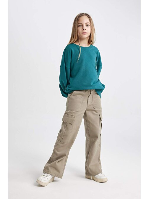 Kız Çocuk Wide Leg Kargo Geniş Paça Pamuklu Pantolon B5043A824SP