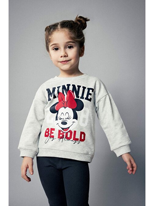 Kız Bebek Disney Mickey & Minnie Bisiklet Yaka Sweatshirt C0773A524SP