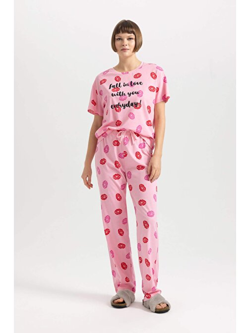 Fall in Love Regular Fit Kısa Kollu Desenli Pijama Takımı B6206AX24SP