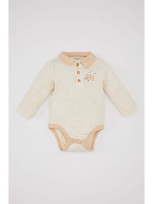 Erkek Bebek Yeni Doğan Polo Yaka Uzun Kollu Çıtçıtlı Body B7683A524SP