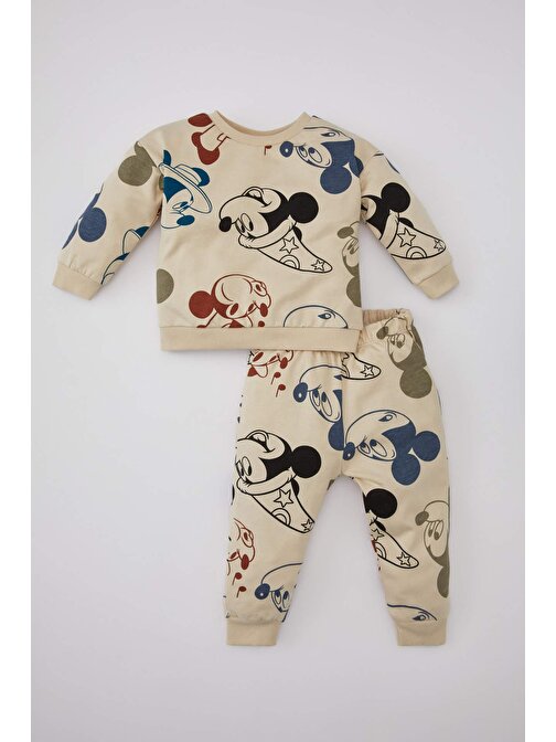 Erkek Bebek Disney Mickey & Minnie İnce Sweatshirt Eşofman Altı 2li Takım B3186A524SP