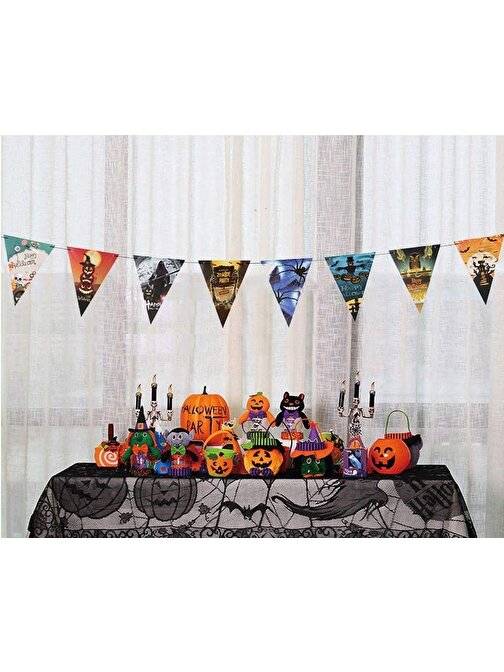 Cadılar Bayramı Halloween Flama Bayrak Banner Süs 8 li 3 Metre