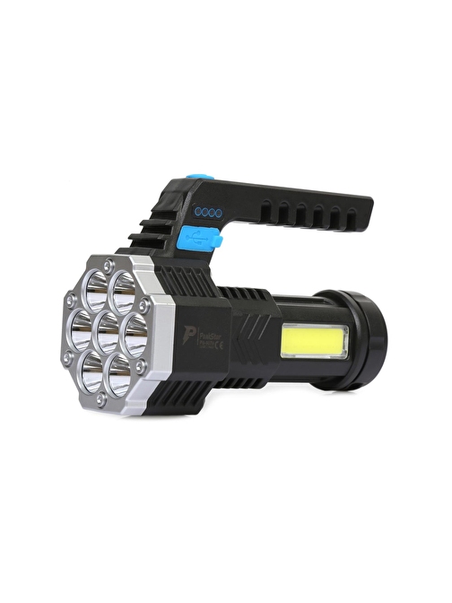 PS-3879 USB Şarj Göstergeli Şarj Edilebilir 7*XPE +COB Led El Feneri