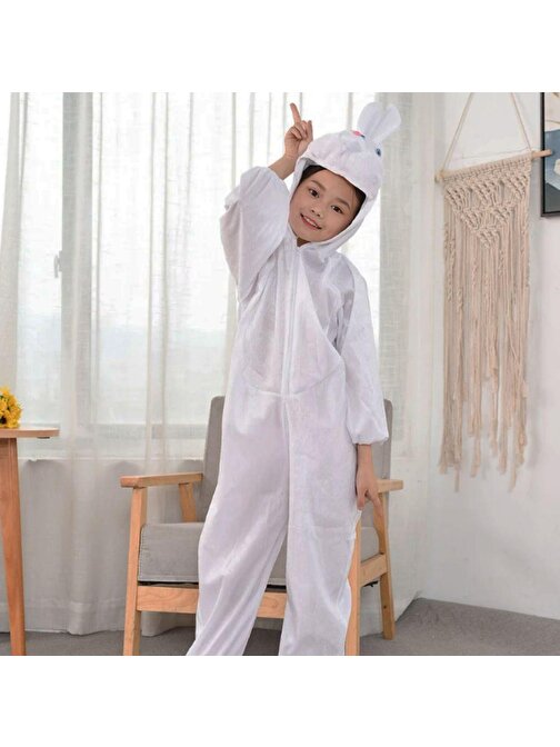 Çocuk Tavşan Kostümü Beyaz Renk 4-5 Yaş 100 cm
