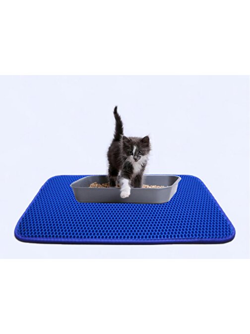 Elekli Kedi Tuvalet Önü Kedi Paspası Mavi