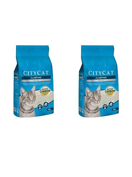 Sanicat City Cat Aktif Karbonlu Topaklanan Kedi Kumu 10 Lt X 2 Adet