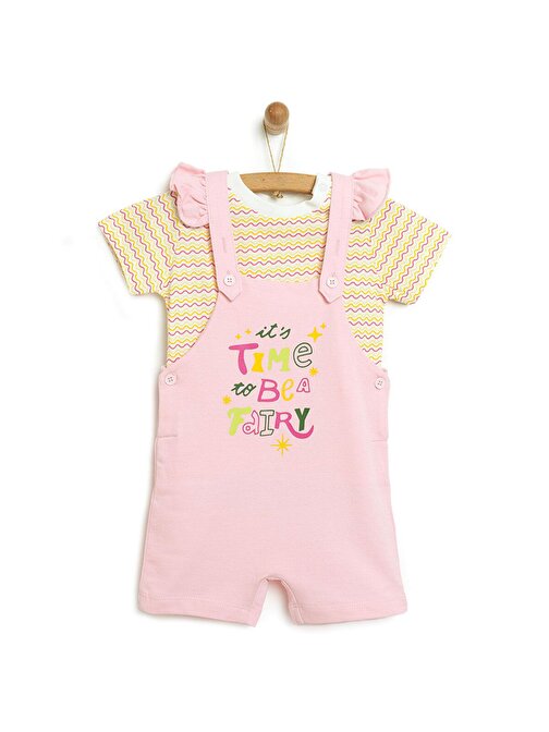 HelloBaby Basic Renkli Çizgili Şort Salopet-Tshirt Takım Kız Bebek