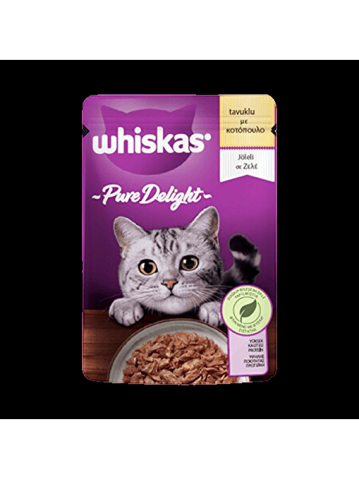 Whiskas Pouch Pure Delight Jöle İçinde Tavuklu Yetişkin Kedi Konservesi 85gr