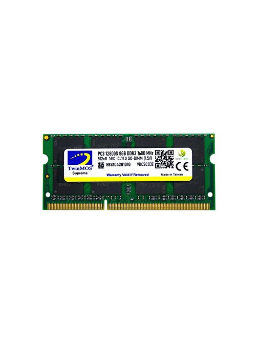 TWINMOS 8GB DDR3 1600MHZ N.BOOK RAM 1,5 V MDD38GB1600N