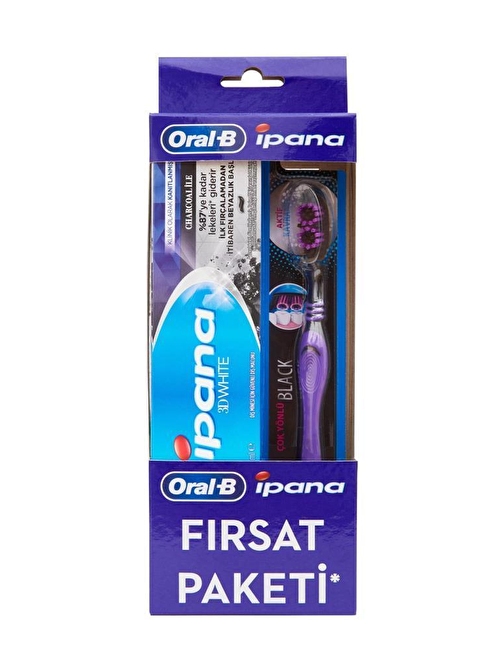 İpana Kömür Özlü Diş Macunu 75 ml+Oral-B Diş Fırçası Fırsat Paketi