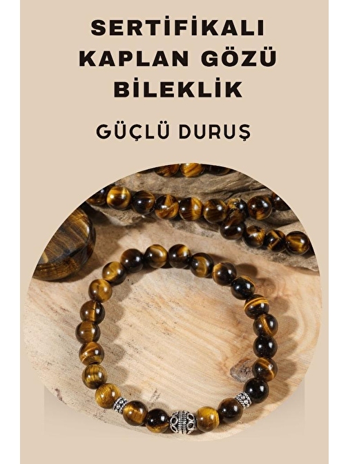 Güçlü Duruş Doğal Taş Bileklik - Sertifikalı Erkek Doğal Taş Kaplangozu Erkek Bileklik