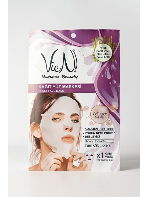 VİEN KAĞIT YÜZ MASKESİ COLLAGEN + YOĞUN NEMLENDİRİCİ + BESLEYİCİ