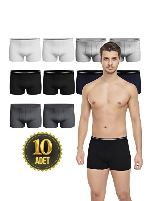 Erkek 10 Adet Likralı Slim Fit İnce Kumaş Günlük Kullanıma Uygun Özel Paketinde Ekonomik Boxer