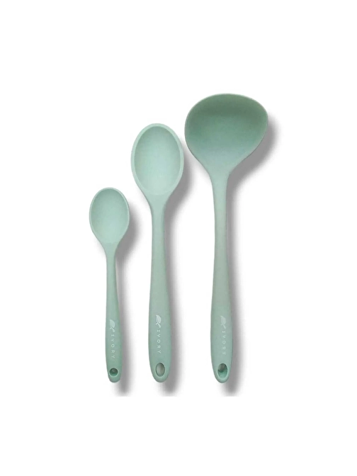 3'lü silikon set 1 kepçe 1 kaşık (27.5cm) 1 kaşık (20 cm)